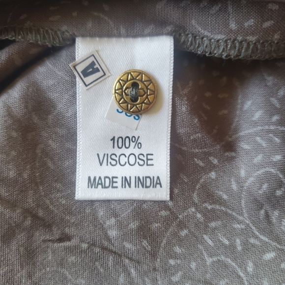 Melange Ladies Kurta Grey & Gold Midi Sz. M Dress w Pockets & Tassel Embroidered - Picture 8 of 13